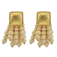 Fashion Tassel Alloy Beaded Tassel Plating Beads Women's Earrings sku image 8