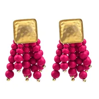 Fashion Tassel Alloy Beaded Tassel Plating Beads Women's Earrings sku image 7