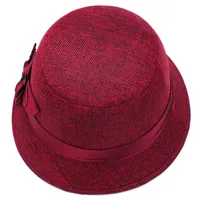 Women's Casual Elegant Retro Flower Wide Eaves Fedora Hat main image 3