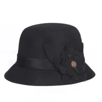 Women's Casual Elegant Retro Flower Wide Eaves Fedora Hat sku image 3