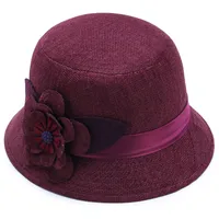 Women's Casual Elegant Retro Flower Wide Eaves Fedora Hat sku image 4