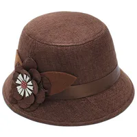Women's Casual Elegant Retro Flower Wide Eaves Fedora Hat sku image 6