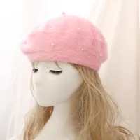 Women's Basic Sweet Round Dots Pearl Eaveless Beret Hat sku image 1
