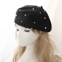 Women's Basic Sweet Round Dots Pearl Eaveless Beret Hat sku image 4