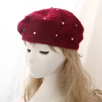 Women's Basic Sweet Round Dots Pearl Eaveless Beret Hat sku image 5