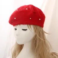 Women's Basic Sweet Round Dots Pearl Eaveless Beret Hat main image 3