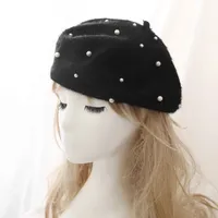 Women's Basic Sweet Round Dots Pearl Eaveless Beret Hat main image 5