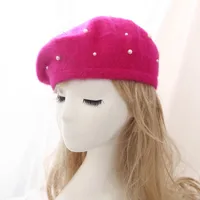 Women's Basic Sweet Round Dots Pearl Eaveless Beret Hat sku image 3