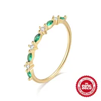 925 Sterling Silver Zircon Geometric Solid Color Rings main image 3