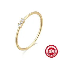 925 Sterling Silver Zircon Geometric Solid Color Rings sku image 3