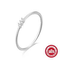 925 Sterling Silver Zircon Geometric Solid Color Rings sku image 4