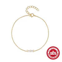 Simple Style Square Solid Color Sterling Silver Plating Inlay Zircon Bracelets main image 1