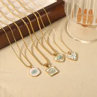 304 Stainless Steel Retro Polishing Plating Inlay Irregular Square Heart Shape Turquoise main image 2