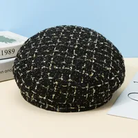 Women's Elegant Basic Retro Plaid Chain Curved Eaves Beret Hat main image 3