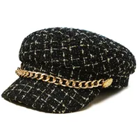 Women's Elegant Basic Retro Plaid Chain Curved Eaves Beret Hat main image 4
