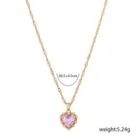 New Retro Single-layer  Multi-color Heart-shaped Diamond Necklace Wholesale Nihaowholesale main image 1