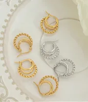 1 Pair Simple Style Classic Style Solid Color Plating 304 Stainless Steel Titanium Steel 18K Gold Plated Ear Studs main image 1