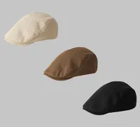 Unisex Basic Retro Solid Color Curved Eaves Beret Hat main image 2