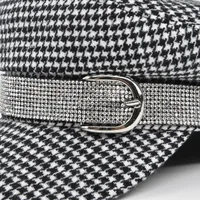 Women's Basic Retro Houndstooth Rhinestone Chain Curved Eaves Military Hat main image 3