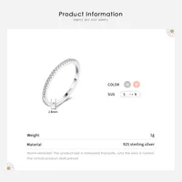 Fashion S925 Sterling Silver Simple Inlaid Diamond Ring main image 1