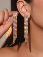 Fashion Flash Tassel Diamond Earrings Wholesale Nihaowholesale main image 1