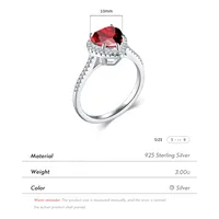 Fashion S925 Silver Female Ring Red Diamonds Heart Fine Ring main image 1