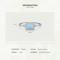 Korean Geometric S925 Silver Inlaid Opal Ring Female main image 1
