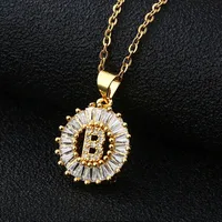 Fashion 26 English Letter Round Copper Necklace sku image 2
