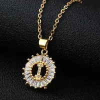 Fashion 26 English Letter Round Copper Necklace sku image 11