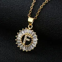 Fashion 26 English Letter Round Copper Necklace sku image 17