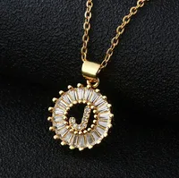 Fashion 26 English Letter Round Copper Necklace sku image 18