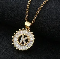 Fashion 26 English Letter Round Copper Necklace sku image 3