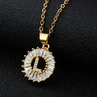 Fashion 26 English Letter Round Copper Necklace sku image 19
