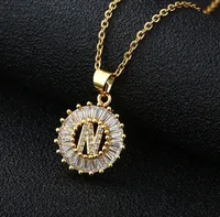 Fashion 26 English Letter Round Copper Necklace sku image 20