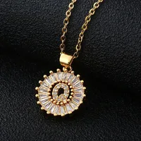 Fashion 26 English Letter Round Copper Necklace sku image 6