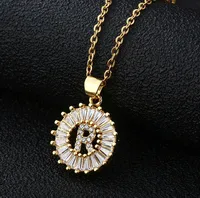 Fashion 26 English Letter Round Copper Necklace sku image 12