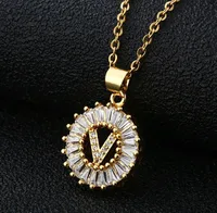 Fashion 26 English Letter Round Copper Necklace sku image 13