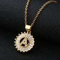 Fashion 26 English Letter Round Copper Necklace sku image 1