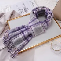 Women's Vintage Style Sweet Simple Style Stripe Plaid Artificial Wool Scarf sku image 13