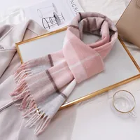 Women's Vintage Style Sweet Simple Style Stripe Plaid Artificial Wool Scarf sku image 3
