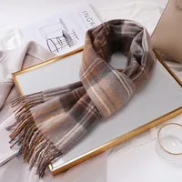 Women's Vintage Style Sweet Simple Style Stripe Plaid Artificial Wool Scarf sku image 4