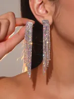 Fashion Flash Tassel Diamond Earrings Wholesale Nihaowholesale sku image 4