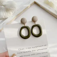 1 Pair Retro Streetwear Geometric Resin Drop Earrings main image 4