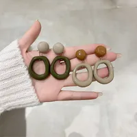 1 Pair Retro Streetwear Geometric Resin Drop Earrings main image 1