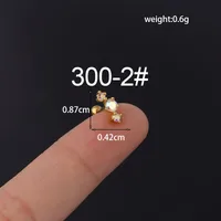 Ear Cartilage Rings & Studs Lady Geometric Copper Plating Artificial Gemstones sku image 2