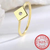 Casual Simple Style Solid Color Sterling Silver Inlay Zircon Rings main image 1