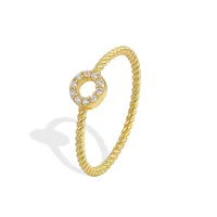 Casual Simple Style Solid Color Sterling Silver Inlay Zircon Rings main image 3