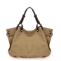 Women's Canvas Solid Color Vintage Style Square Zipper Handbag sku image 1