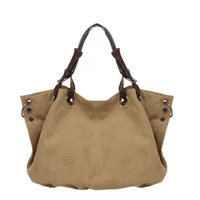 Women's Canvas Solid Color Vintage Style Square Zipper Handbag main image 4