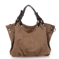 Women's Canvas Solid Color Vintage Style Square Zipper Handbag sku image 5
